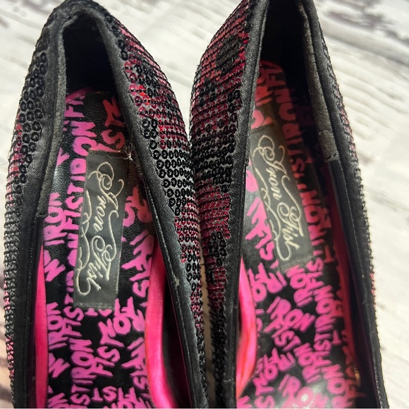 DIGISKULL PLATFORM HEELS IN BLACK/PINK BY IRON FIST - Size 8 - Picture 5 of 8
